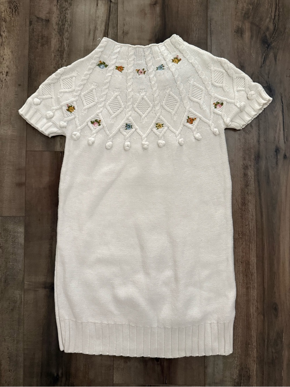 Vintage Sweater Dress Gymboree Equestrian Club Cable Knit Floral School Size 6